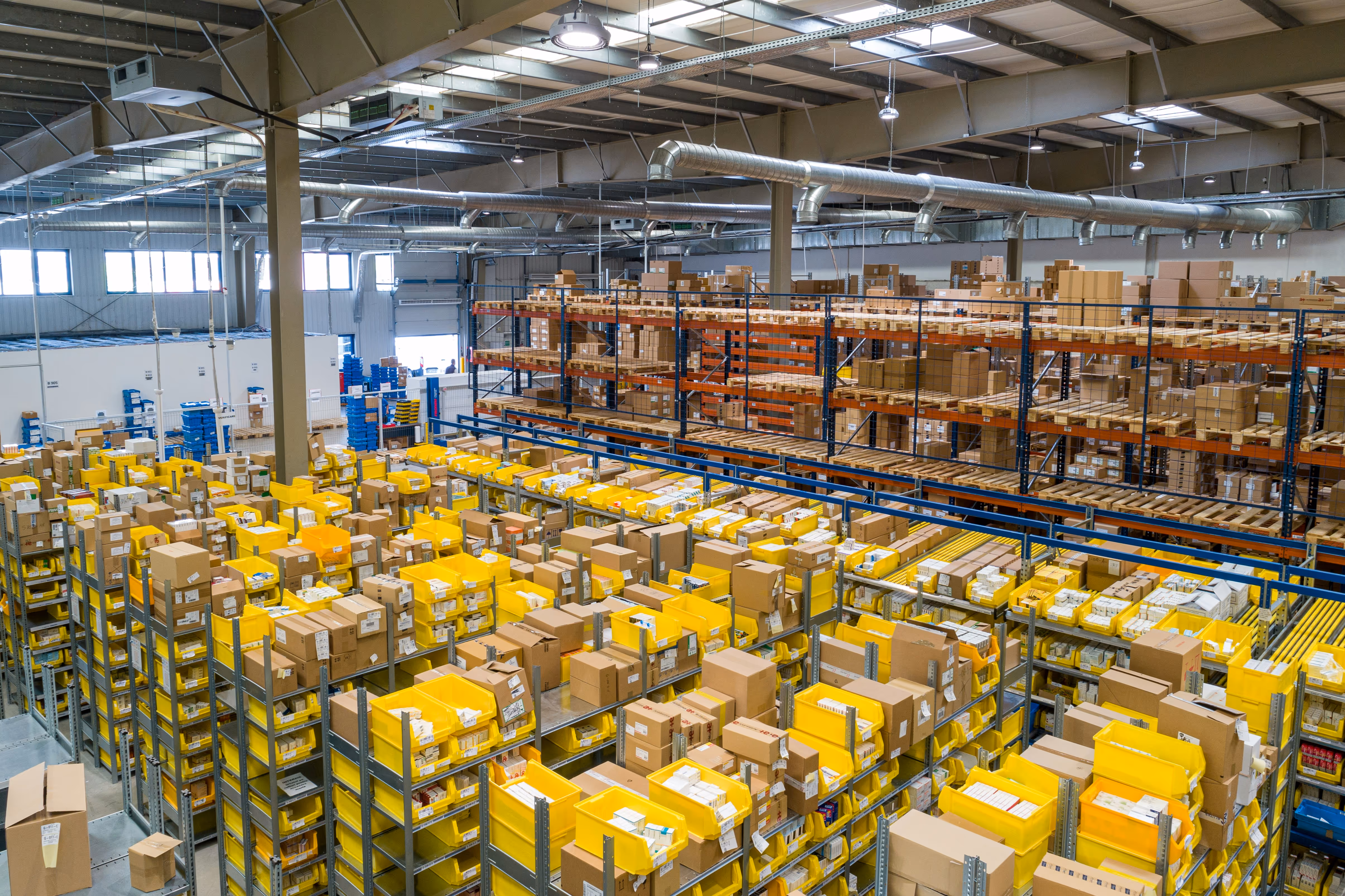 Modern warehouse with automated systems